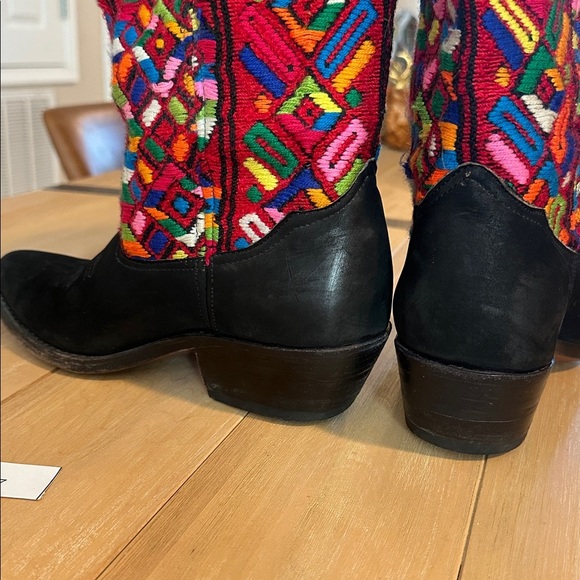 Western 8.5 Cowboy Boot Black Leather Rodeo Cowgirl Handmade - Picture 6 of 7